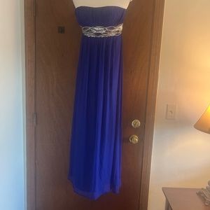 Dark Blue Strapless Floor Length Dress